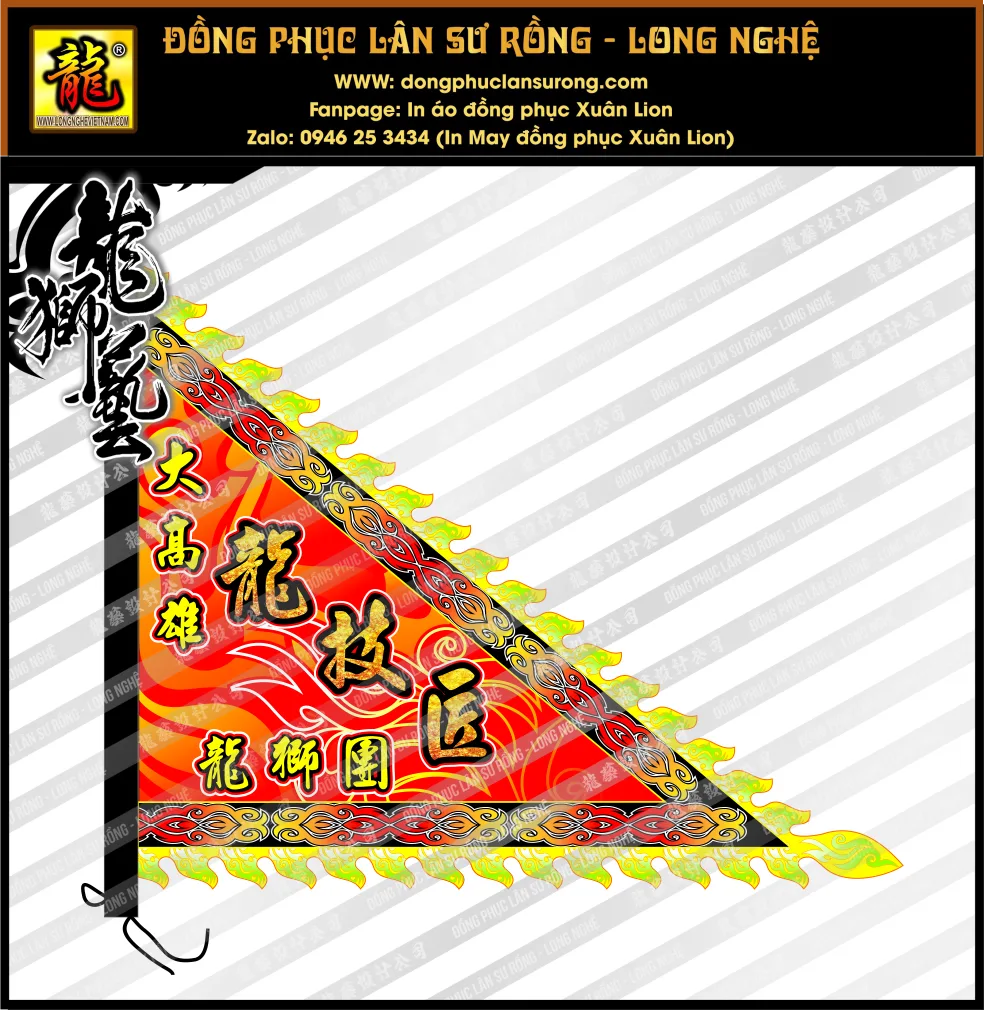 CỜ TAM GIÁC SIZE ĐẠI - CỜ MÚA LÂN LONG NGHỆ